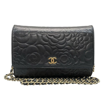 Chanel Wallet Camellia A47421 Black Chain Wallet Mattogo Old Hardware Lambskin