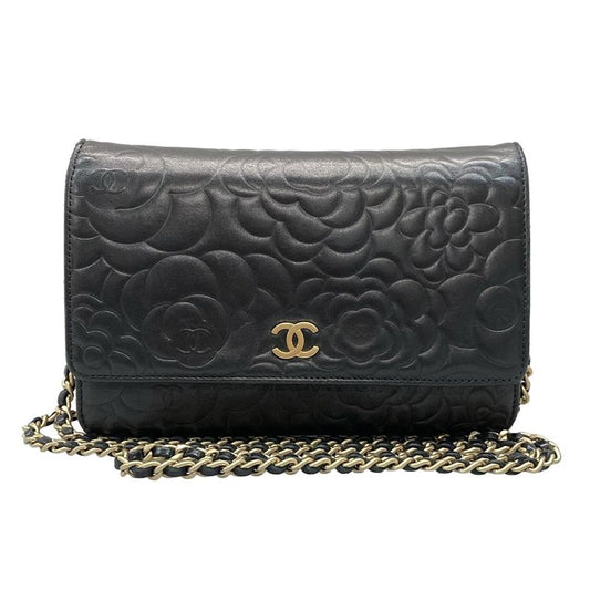 Chanel Wallet Camellia A47421 Black Chain Wallet Mattogo Old Hardware Lambskin