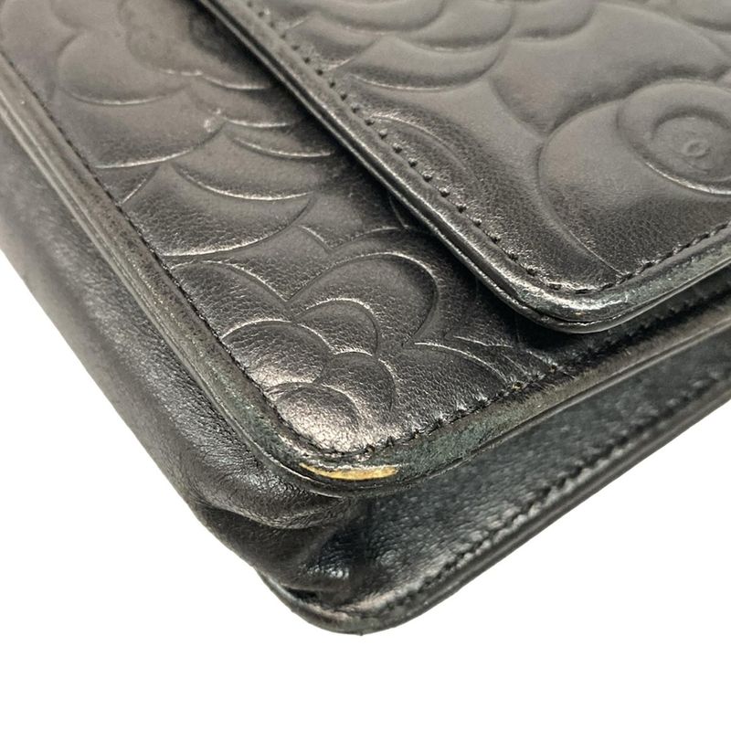Chanel Wallet Camellia A47421 Black Chain Wallet Mattogo Old Hardware Lambskin