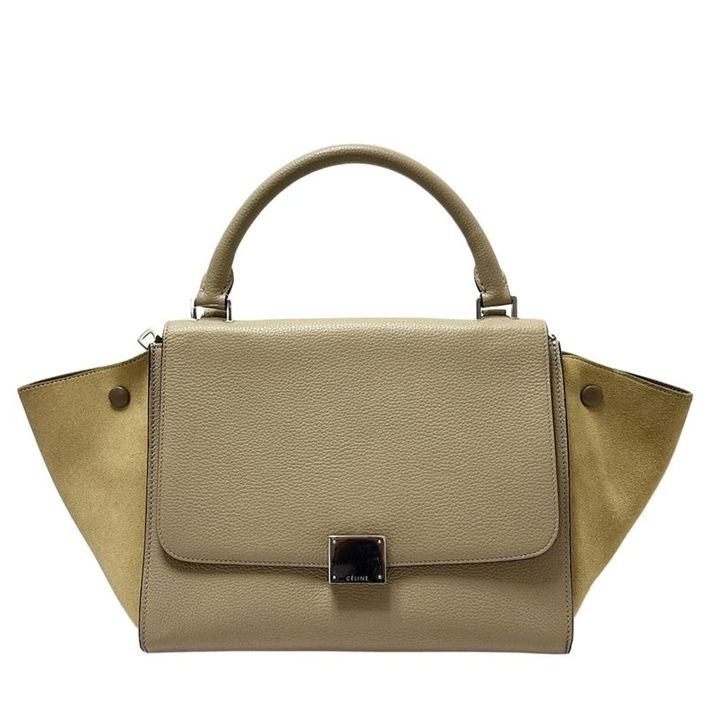 Celine Handbag Trapeze Small Beige Leather