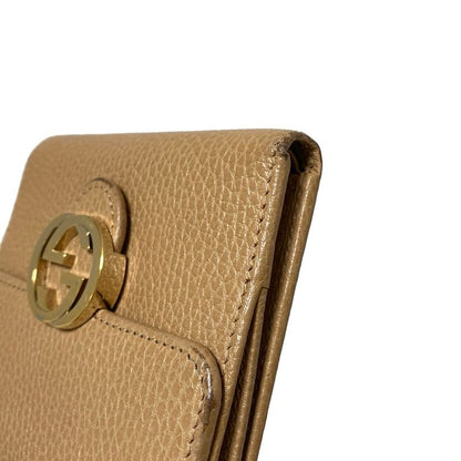 Gucci W Hook Wallet Interlocking G 615525 Light Brown Leather