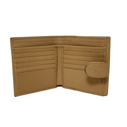 Gucci W Hook Wallet Interlocking G 615525 Light Brown Leather