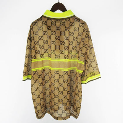 Gucci 24 XL GG Print All Over Pattern Logo Short Sleeve Mesh Polo Shirt T-shirt