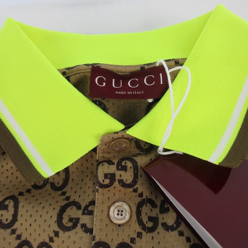 Gucci 24 XL GG Print All Over Pattern Logo Short Sleeve Mesh Polo Shirt T-shirt