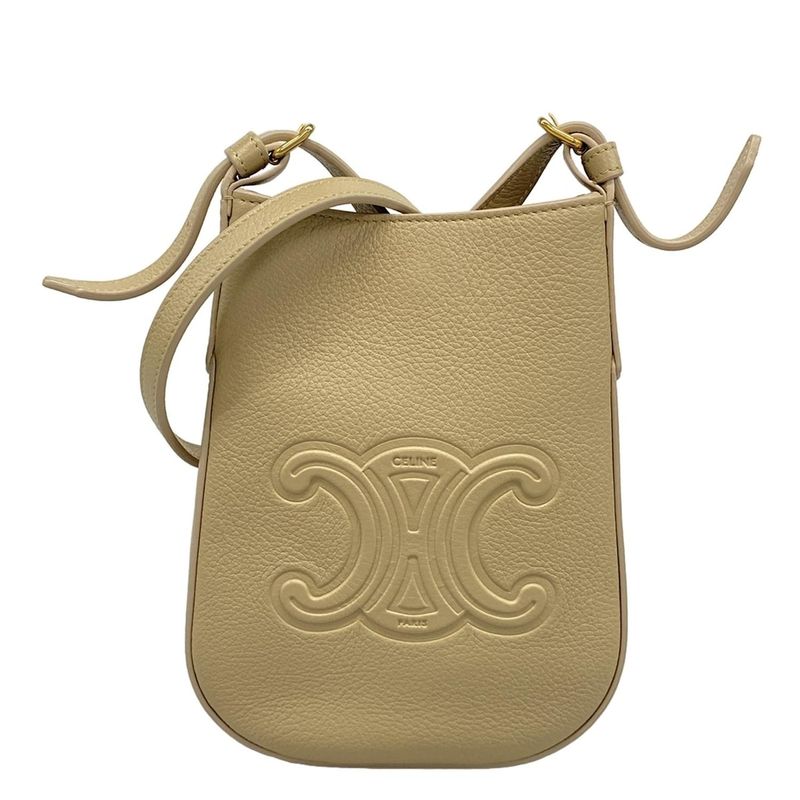 Celine Shoulder Bag Phone Pouch Eloise Beige Shape Pressed Mini Bag Diagonal