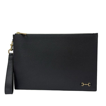 Gucci Clutch Bag Horsebit 700524 Black Leather