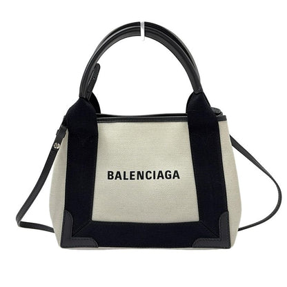 Balenciaga Tote Bag Navy Cabas Su XS 390346 Ivory And Black Leather
