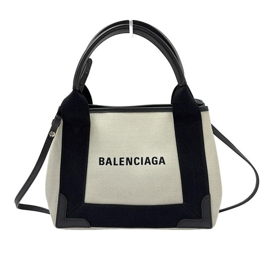 Balenciaga Tote Bag Navy Cabas Su XS 390346 Ivory And Black Leather