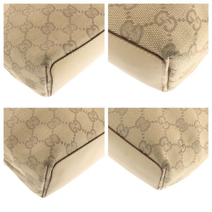Gucci Beige Brown Silver Hardware GG Canvas Leather 31244 Tote Bag Shoulder Bag