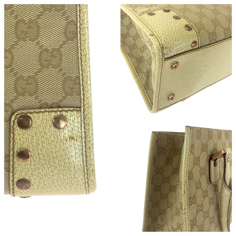 Gucci Beige Ivory GG Canvas 124260 Tote Handbag Shoulder Bag Women 506325