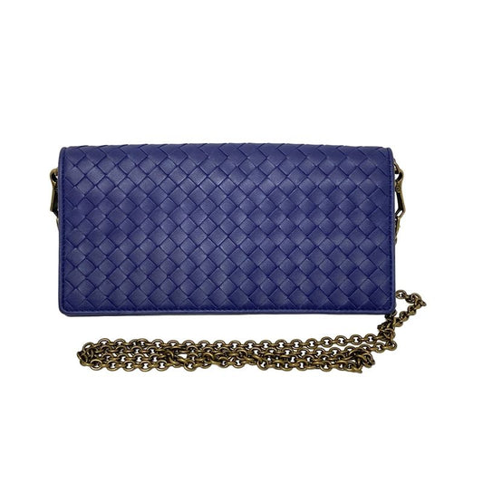Bottega Veneta Wallet Intrecciato Purple Chain Wallet Leather