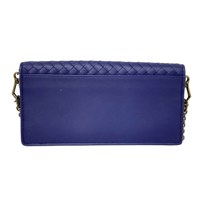 Bottega Veneta Wallet Intrecciato Purple Chain Wallet Leather