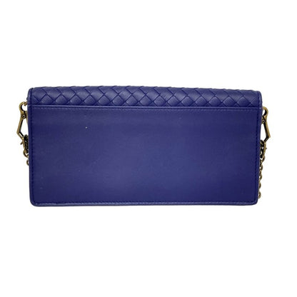 Bottega Veneta Wallet Intrecciato Purple Chain Wallet Leather