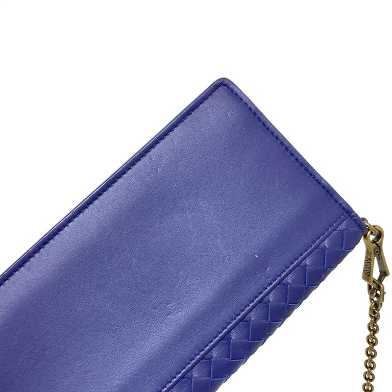 Bottega Veneta Wallet Intrecciato Purple Chain Wallet Leather