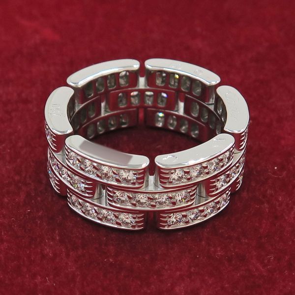 Cartier Maillon Panthère Ring 3 Rings Full Diamond #50 (size Near #9) [none Fee