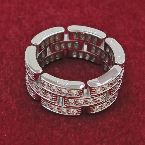 Cartier Maillon Panthère Ring 3 Rings Full Diamond #50 (size Near #9) [none Fee