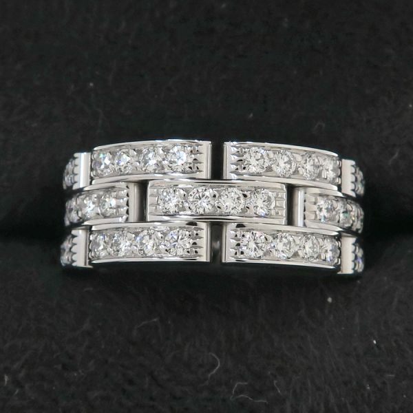 Cartier Maillon Panthère Ring 3 Rings Full Diamond #50 (size Near #9) [none Fee
