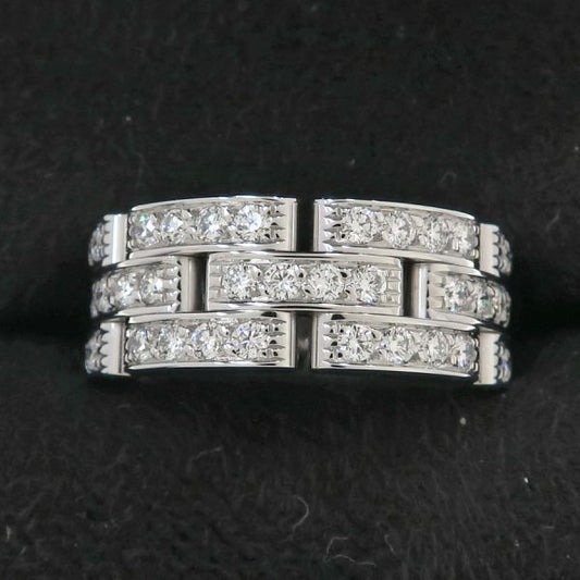 Cartier Maillon Panthère Ring 3 Rings Full Diamond #50 (size Near #9) [none Fee