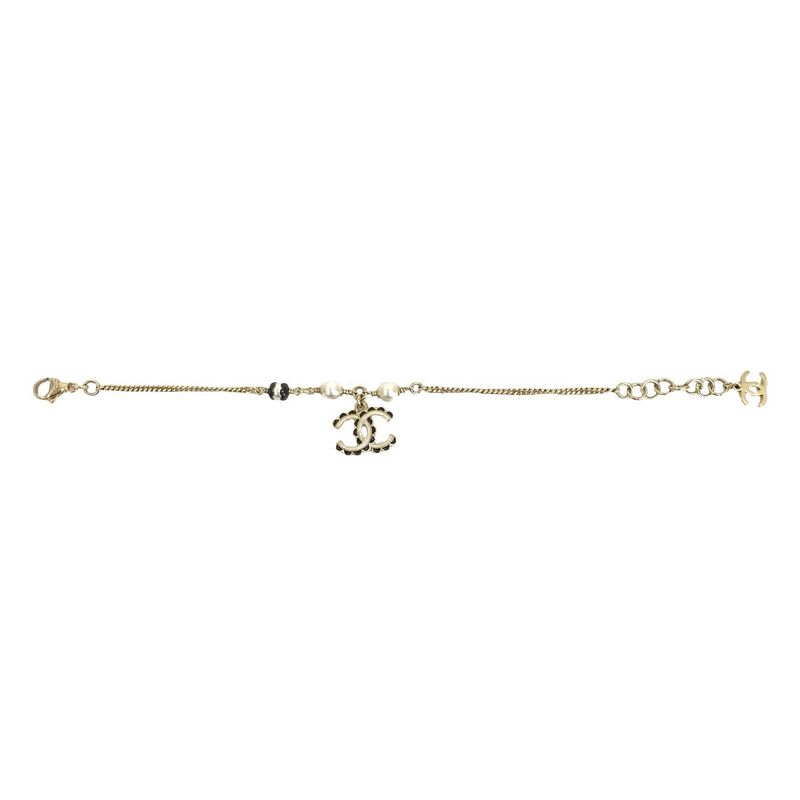 Chanel Coco Mark Pearl Motif Silver Plated Chain 24CB