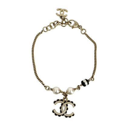 Chanel Coco Mark Pearl Motif Silver Plated Chain 24CB