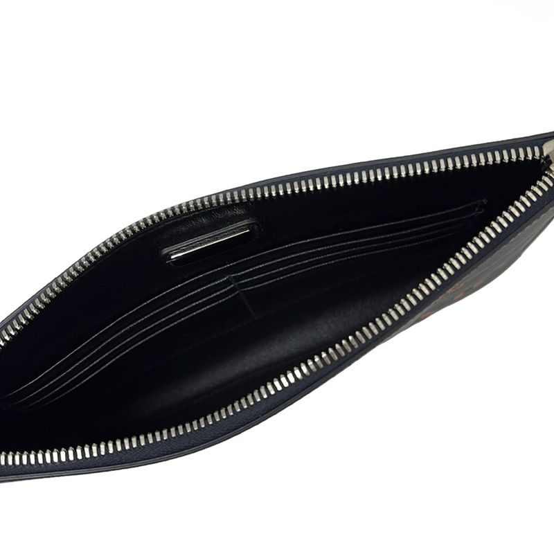 Prada Clutch Bag - Dark Navy And Orange Shape Stamped Leather