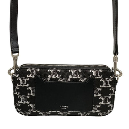 Celine Shoulder Bag Horizontal Pouch With Black And Silver Strap Detachable