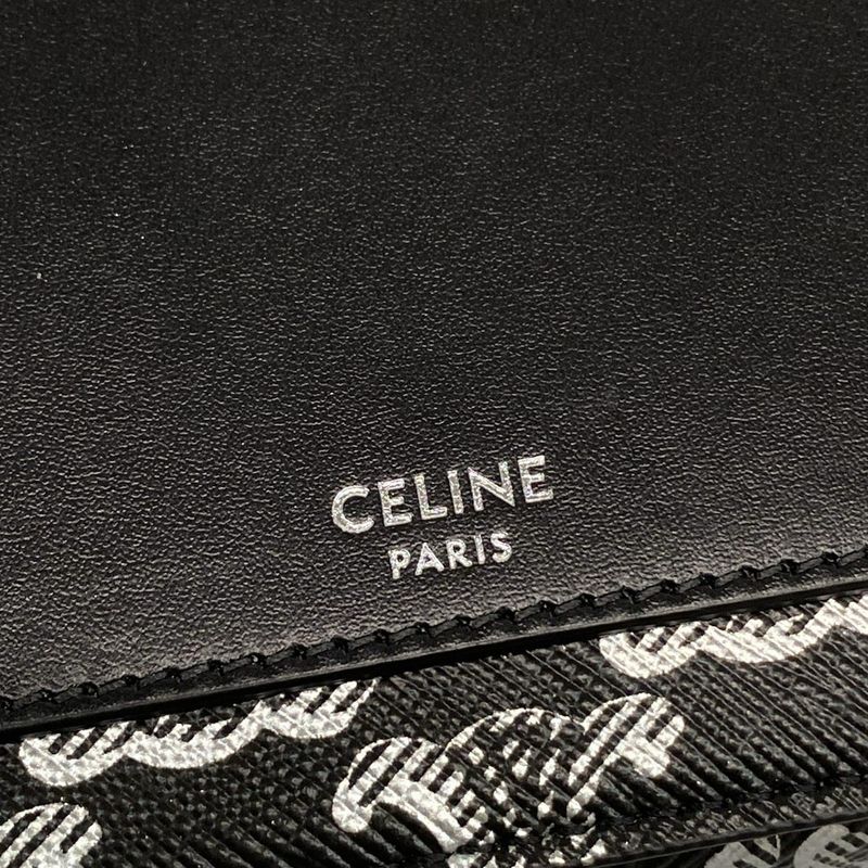 Celine Shoulder Bag Horizontal Pouch With Black And Silver Strap Detachable
