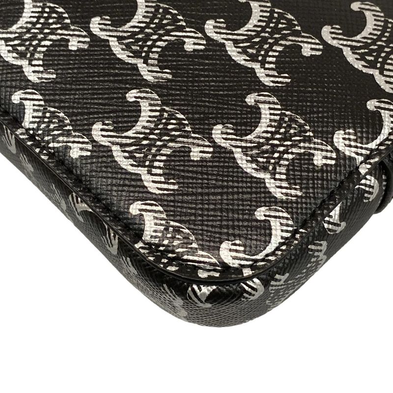 Celine Shoulder Bag Horizontal Pouch With Black And Silver Strap Detachable