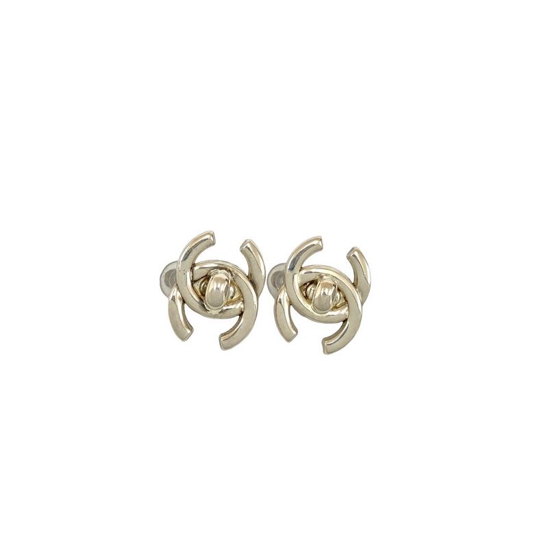 Chanel Vintage Coco Mark Turnlock Motif Plated Earrings Accessory 95A