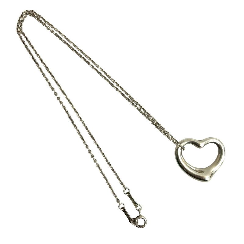 Tiffany & Co Open Heart Motif Silver 925 Necklace Pendant Accessory