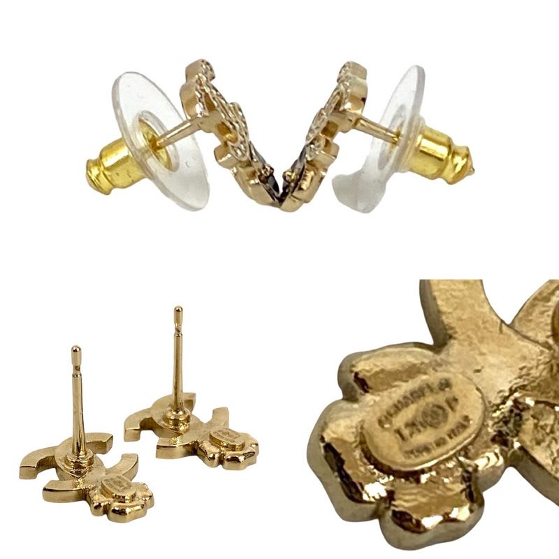 Chanel Coco Mark Motif GP Rhinestone Earrings Accessories 25IP