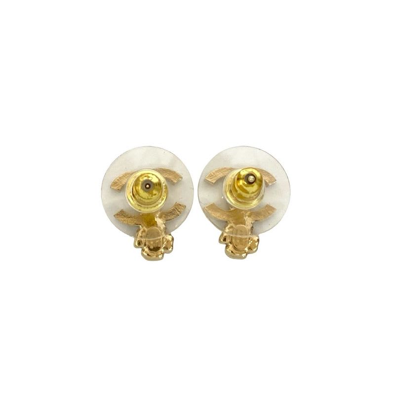 Chanel Coco Mark Motif GP Rhinestone Earrings Accessories 25IP