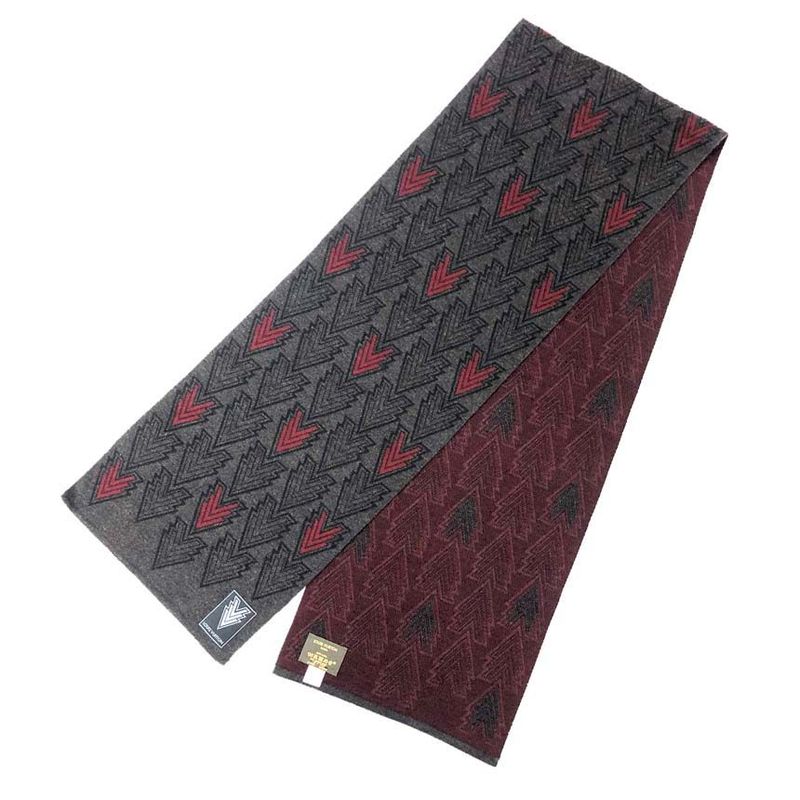 Louis Vuitton Scarf M70032 Echarpe - Triple V Wool Grey and Bordeaux Excellent
