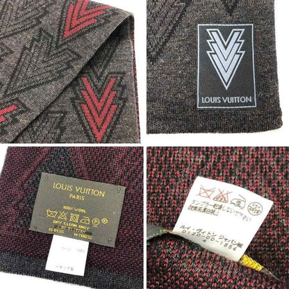 Louis Vuitton Scarf M70032 Echarpe - Triple V Wool Grey and Bordeaux Excellent