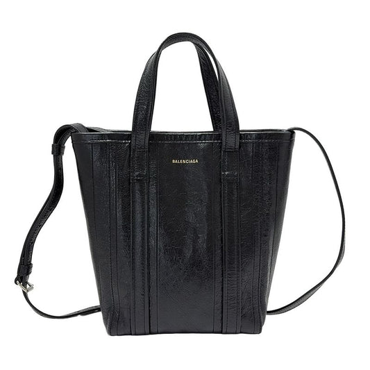 Balenciaga Tote Bag Balbes Shopper S 672983 Black Leather