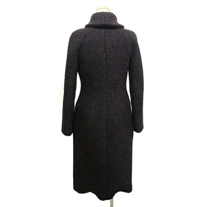 Gucci Long Coat Wool Mohair Alpaca Nylon Black Slim Women's 36