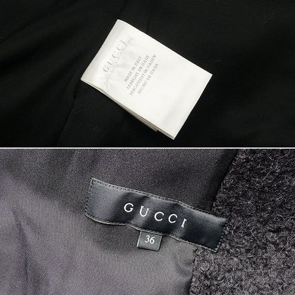 Gucci Long Coat Wool Mohair Alpaca Nylon Black Slim Women's 36