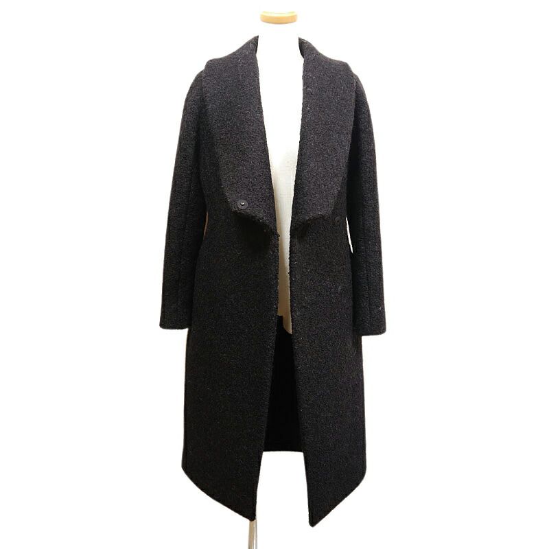 Gucci Long Coat Wool Mohair Alpaca Nylon Black Slim Women's 36