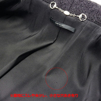 Gucci Long Coat Wool Mohair Alpaca Nylon Black Slim Women's 36