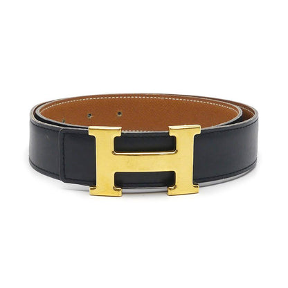 Hermes H Belt Leather Black And Brown Gold Hardware