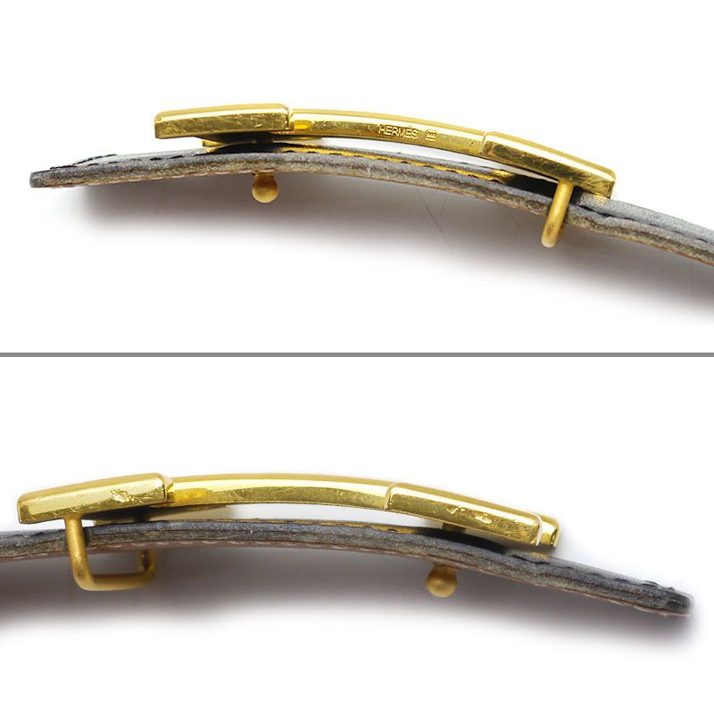 Hermes H Belt Leather Black And Brown Gold Hardware