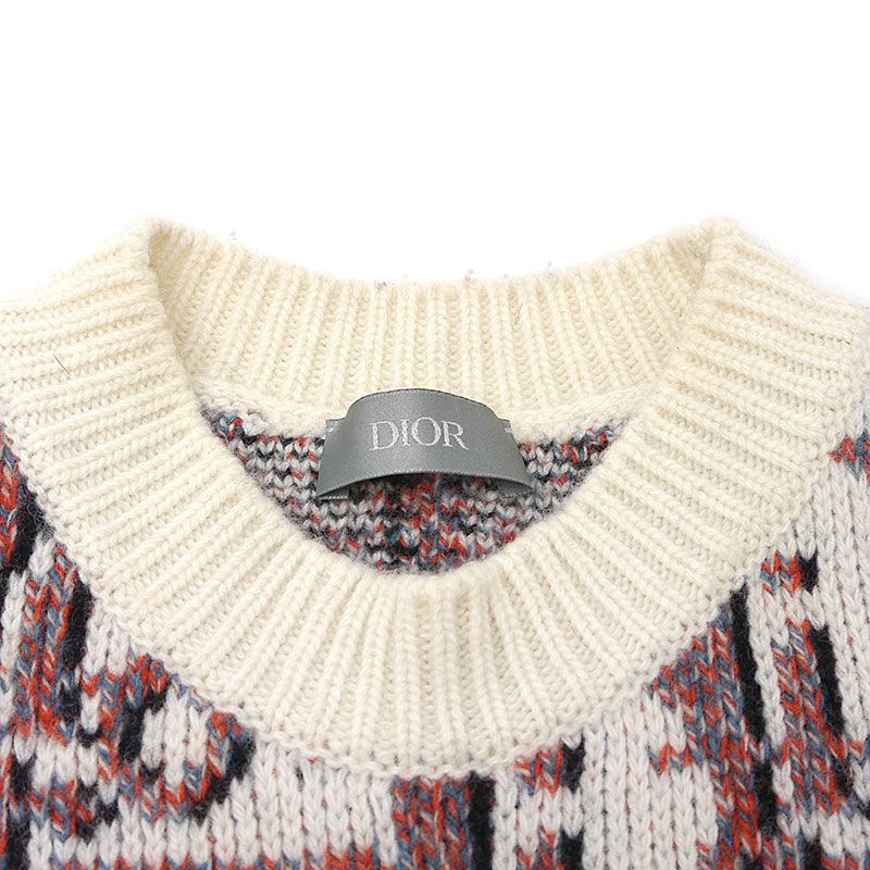 Dior Oblique Jacquard Knit Sweater XS Off-white