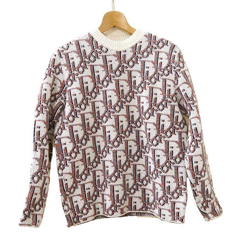 Dior Oblique Jacquard Knit Sweater XS Off-white