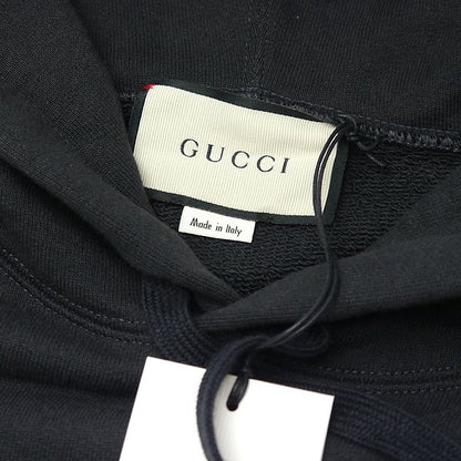 Gucci Hawaiian Logo Print Hoodie 626989 S Cotton Black Pullover Hoodie Degree