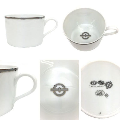 Hermes Chaine D'ancre Platinum Teacup and Saucer 1 Piece Chaine D'ancre C S