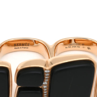 Hermes Ring Niloticus Lumière 2 Rings Rose Gold #53(jp13) Pink Gold Black Jade