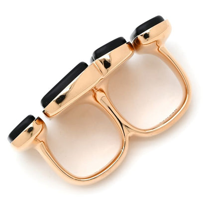 Hermes Ring Niloticus Lumière 2 Rings Rose Gold #53(jp13) Pink Gold Black Jade