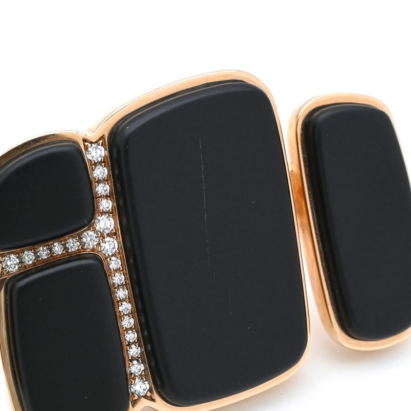 Hermes Ring Niloticus Lumière 2 Rings Rose Gold #53(jp13) Pink Gold Black Jade