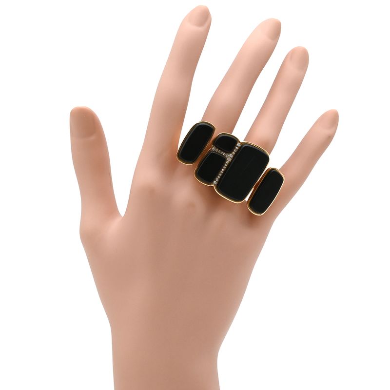 Hermes Ring Niloticus Lumière 2 Rings Rose Gold #53(jp13) Pink Gold Black Jade