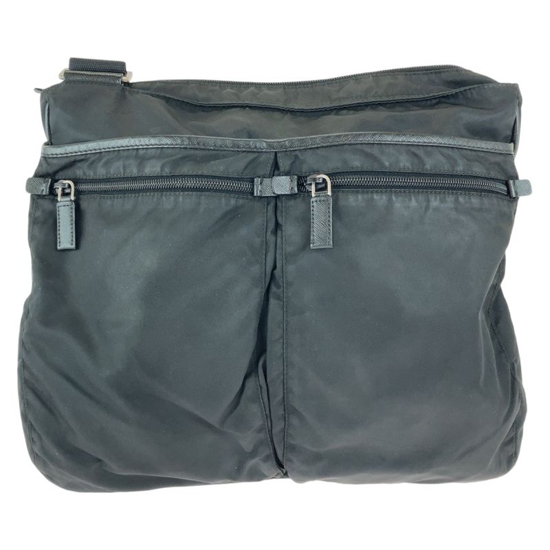 Prada Tessuto Triangle Logo Plate Unisex Black Nylon Crossbody Shoulder Bag